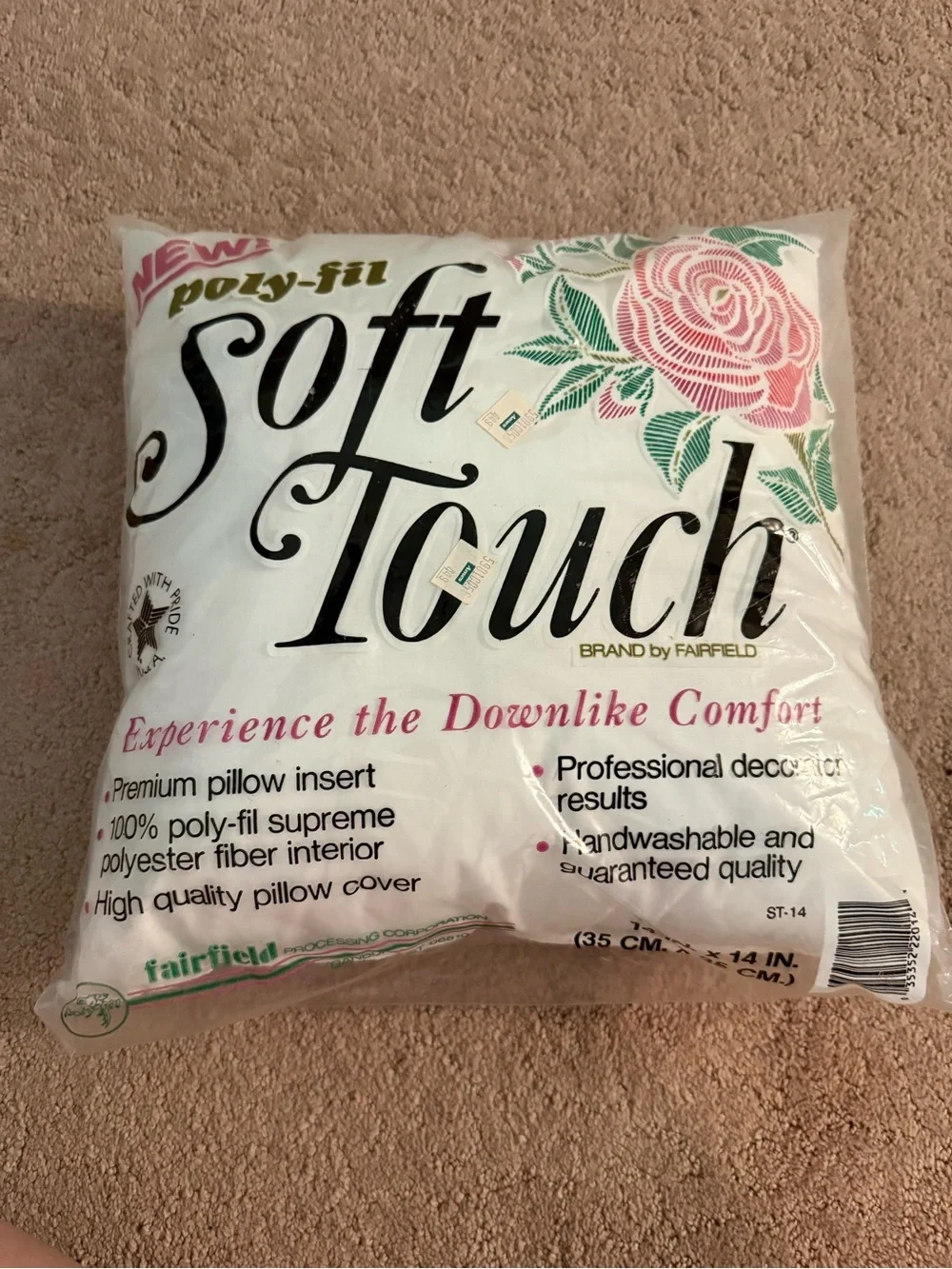 NWT Soft Touch White Pillow | 14” x 14” | Arts & Crafts